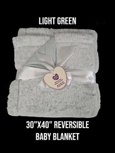 Manta de bebé reversible verde - 30"x40" - Nueva con etiquetas elección de los padres - Listo para regalo - Imagen 1 de 2