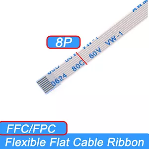 Cinta de cable plano flexible FFC adelante/reverso paso de 8 pines 0,5 mm/1,0 mm AWM 20624 - Imagen 1 de 3