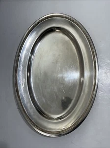 CHRISTOFLE FRENCH LARGE SILVER PLATED OVAL TRAY/CHARGER 16 3/4 X 11.5” STAMP - Picture 1 of 10