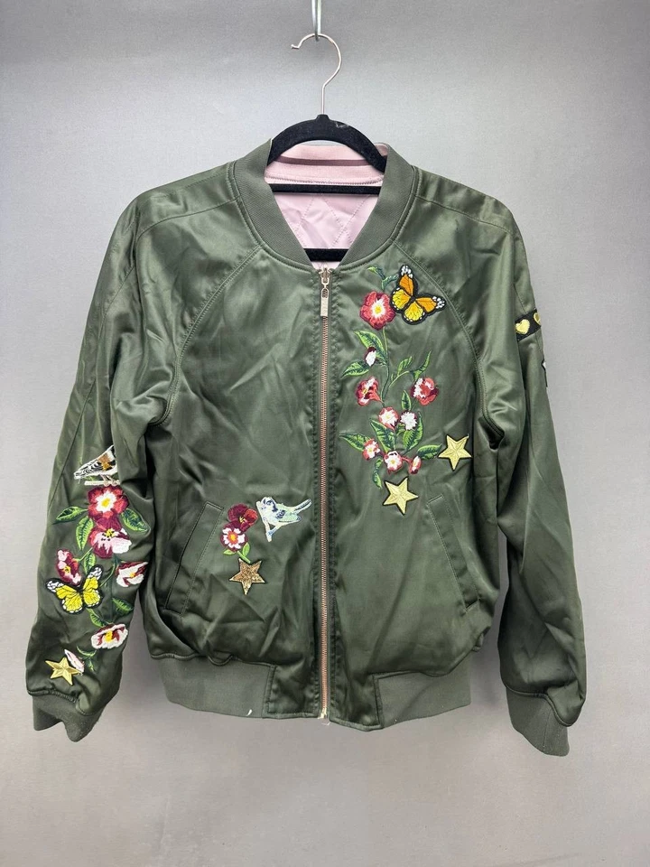 Chaqueta Bomber Express x Karlie Kloss Mujer Verde Floral Bordada Talla S Foto 1 de 4