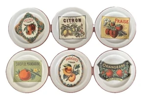 Set of 6 Williams Sonoma Rosanna 6” Appetizer Plates Vintage Fruit Designs EUC - Picture 1 of 8