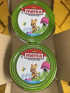 Lot of 2 Zuru Mayka Toy Block Tape 2M/6.5 FT Green Row Compatible Lego Cut Stick - Picture 1 of 1