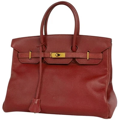 Bolso de Mano Hermes Birkin 35 Cuero Cushvell Rojo con Cerradura y Llaves #BS038 Foto 1 de 4