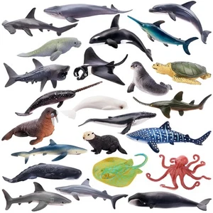 TOYMANY 24pcs Mini Ocean Animal Figurines: Realistic Cake Toppers with Sharks... - Picture 1 of 9