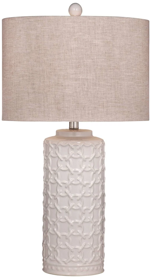 Abajur de mesa Bassett Marina 28" alto coluna cerâmica branca - Imagem 1 de 1