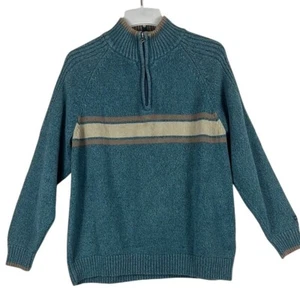 Columbia Long Sleeve 1/4 Zip Pullover Sweater Mens Size XL Green Brown Heavy - Picture 1 of 8