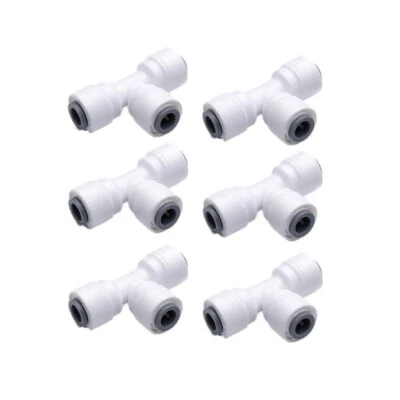 6 PCS 1/4x 1/4 x1/4 O.D.Tee Connector Quick Push in fittings for water Ro System - Image 1 of 4