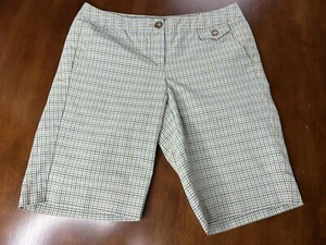 Tommy Hilfiger Shorts Womens Size 6 Yellow Brown Mini Plaid Chino Board Bermuda - Picture 1 of 8