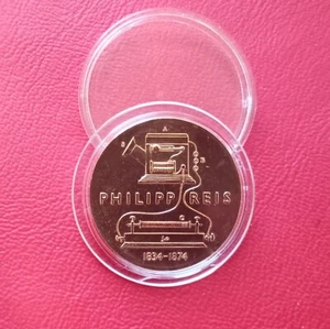 5 Mark DDR 1974 vz / Todestag Philipp Reis / Vergoldet / KM#49 - Bild 1 von 2