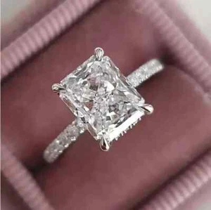 3.60CT Radiant Cut Lab grown Diamond Certified Wedding Ring 14k White Gold - Picture 1 of 8