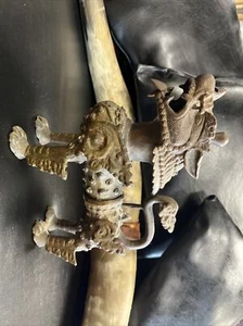 "Große asiatische tibetisch-chinesische Bronze Tempel Löwe Foo Hund Statue Skulptur 9""x9"" - Bild 1 von 8