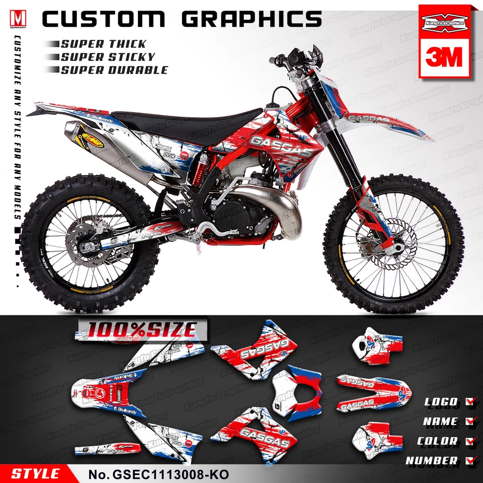 Набор графических наклеек Kungfu на заказ для GAS GAS EC 125 200 250 300 2011 2012 2013 - Изображение 1 из 4