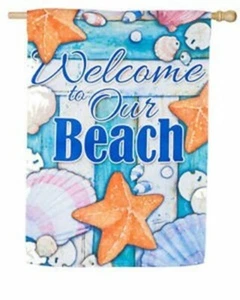 Our Beach 13S4801 Evergreen Wildlederhaus Flagge 28” x 44” - Bild 1 von 2