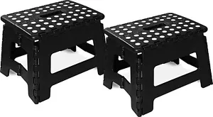 Utopia Foldable Step Stool 9" Height Lightweight Plastic Design, Set of 2-Black - Picture 1 of 8
