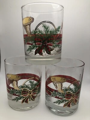 Georges Briard The Hunt Juego de 3 vasos dobles de whisky antiguos de Navidad Foto 1 de 4