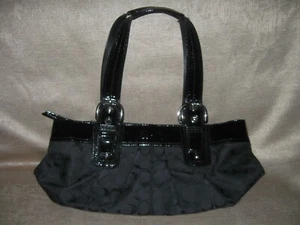 Coach Soho Pleated Signature Tote Bag. Black w/ Silver hardware. F13742 - Picture 1 of 3
