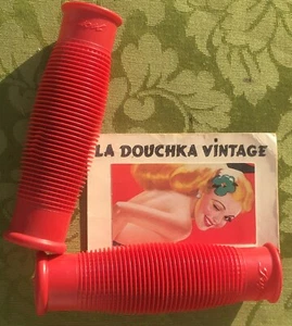 FRENCH 1960s BICYCLE / BIKE RED HANDLEBAR GRIPS~ NON-SLIP ~MADE IN FRANCE~UNUSED - Picture 1 of 9
