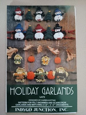 Indygo Juntion Pattern IJ472 Holiday Garlands Fall Scarecrow Christmas Snowman - Image 1 of 2