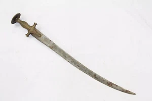 Antique Old Sword Hand Fogged Steel Blade Brass Handle W 160 - Bild 1 von 10