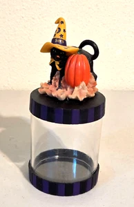 Halloween See's Candies Black Cat with Pumpkin Plastic Candy Container 7" - Picture 1 of 5
