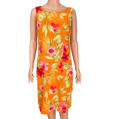 Miss Dorby Vintage Tropical linen blend Short Sleeveless Dress Size 10 beaded - Image 1 of 4