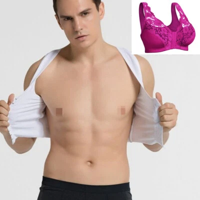 Sissy Mens Bras Transgender Front Hooks Bra Soft Lace Crossdresser Sexy Lingerie - Image 1 of 4