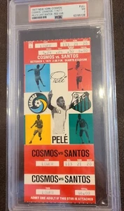 RARE FULL TICKET Pele Last Game New York Cosmos Santos Brazil Final Match PSA 7 - Picture 1 of 4