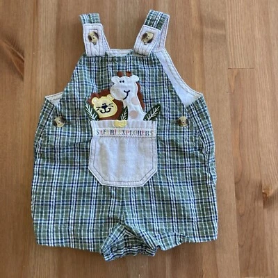 Mameluco bebé club clase vintage 3 meses verde a cuadros safari exploradores botón a presión Foto 1 de 4