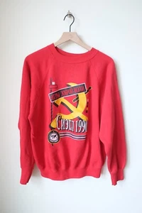 VINTAGE Russian Seattle 1990 Goodwill Games USA MADE Red XL Sweatshirt 90s Y2K - Picture 1 of 5