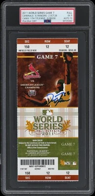 David Freese Signed 2011 World Series Game 7 Full Ticket PSA DNA GEM MINT 10 - Image 1 of 2