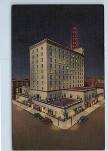 Postkarte Hotel Hilton Albuquerque New Mexico Nachtansicht Oldtimer - Bild 1 von 2