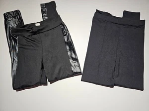 Girls Lot of 2 High Waist PU Leather ,Seam Detail Solid Leggings Black Size 8 Y - Picture 1 of 4