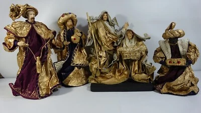 Набор из 4 Золотых Серебряных Бумажных Маше Рождество и Мудрецы Набор Фигурок - Изображение 1 из 4
