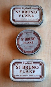 Vintage Ogden's St Bruno Standard Dark Flake Tobacco Tins - 2 x 2oz, 1 x 1oz - Picture 1 of 4