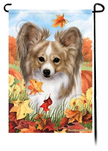 Falling Leaves Garden Flag - Lemon and White Papillon - Picture 1 of 1