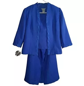 Koret Dress Women's Blue Three-Piece Jacket, Top, and Skirt - Picture 1 of 23