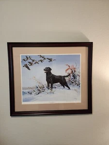 Linda Picken Signed/Numbered Winter Music Black Labrador Retriever CanadianGeese - Picture 1 of 22