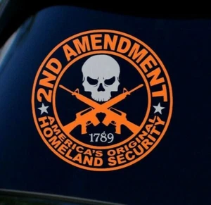 2nd Amendment Sticker - 5 Inch Orange & Grey 2A Decal - Picture 1 of 2