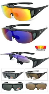 Lente de espejo polarizada abatible se ajusta sobre gafas de sol desgaste vidrio Rx ajuste conducción UV - Imagen 1 de 54