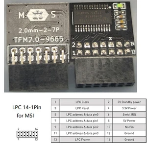 TPM2.0 Module TPM 14Pin 2*7P Security Module for MSI B250M Win11 Platform - Afbeelding 1 van 2