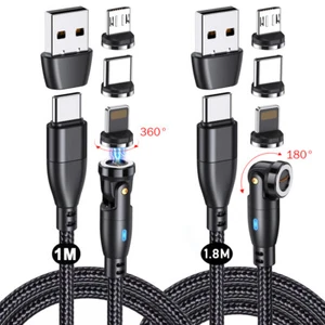 PD100W 9pin Magnetic USB C Charging Cable 540° Rotation Type C Apple Micro Tips - Picture 1 of 78