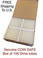 100 CoinSafe Coin Safe Square Storage Tubes For US Silver Dime Coins- Box of 100