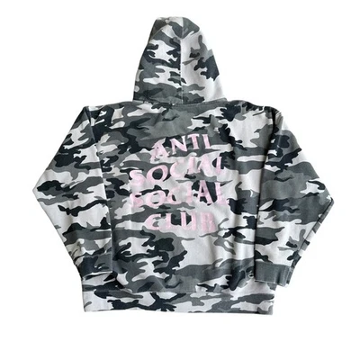 Pullover con Capucha Anti Social Club Para Hombres XL Camuflaje Rosa Logo Ropa de Calle Foto 1 de 4