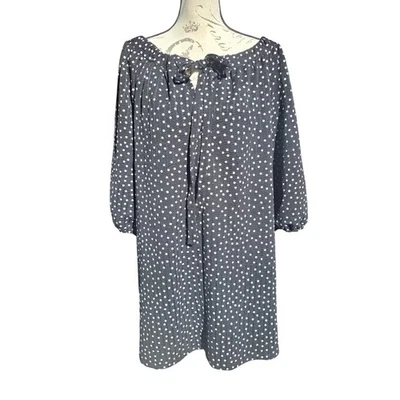 Mini vestido feminino ASOS DESIGN preto bolinhas manga folhada gola redonda tamanho 8 - Imagem 1 de 4