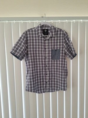 Camisa de manga corta para hombre grande 1991 de algodón a cuadros con botones delanteros Foto 1 de 4