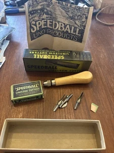 Speedball Linoleumschneider mit Griff & 5 Klingen Vintage - Bild 1 von 4