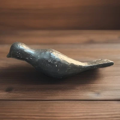 Estatuilla de pájaro de hierro fundido vintage negra decorativa rústica acento de granja Foto 1 de 4