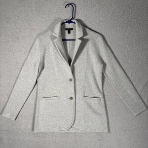J Crew Merino Wool Long Sweater Blazer Womens Size XS Gray 2 Button Quiet Luxury - Picture 1 of 18