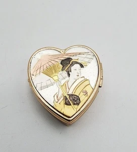 Gold-tone Chinese metal trinket heart box - Picture 1 of 10
