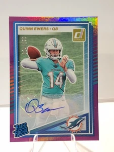 Quinn Ewers 2025 Donruss Rated Rookie RC Auto /150 Purple Holo Dolphins Rookie  - Bild 1 von 2